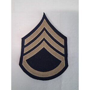 U.S. Army Staff Sergeant E-6 Rank Patch Blue Sew On Surplus Made in Taiwan NOS